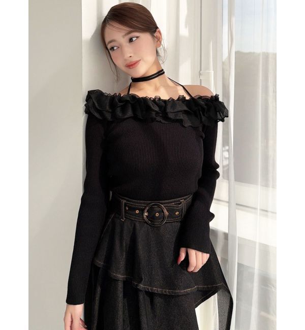 RESEXXY「シアーコンビオフショルニットトップス」|ニット・セーター|