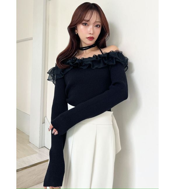 RESEXXY「シアーコンビオフショルニットトップス」|ニット・セーター|