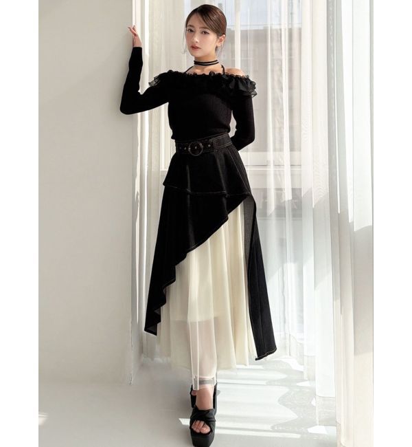 RESEXXY「シアーコンビオフショルニットトップス」|ニット・セーター|