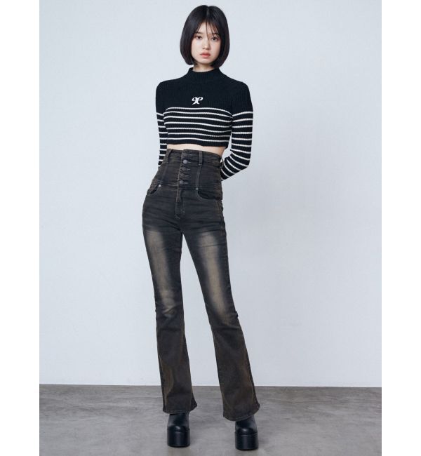 EMODA「ハイネッククロップロゴニット」|ニット・セーター|