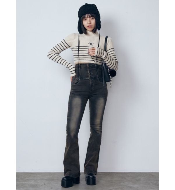 EMODA「ハイネッククロップロゴニット」|ニット・セーター|