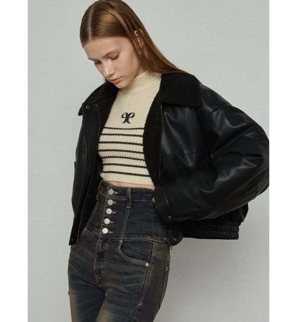 EMODA「ハイネッククロップロゴニット」|ニット・セーター|