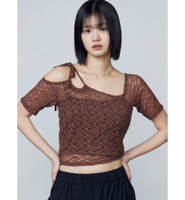 EMODA「レーススキンフィットトップ」|Tシャツ・カットソー|ブラウン