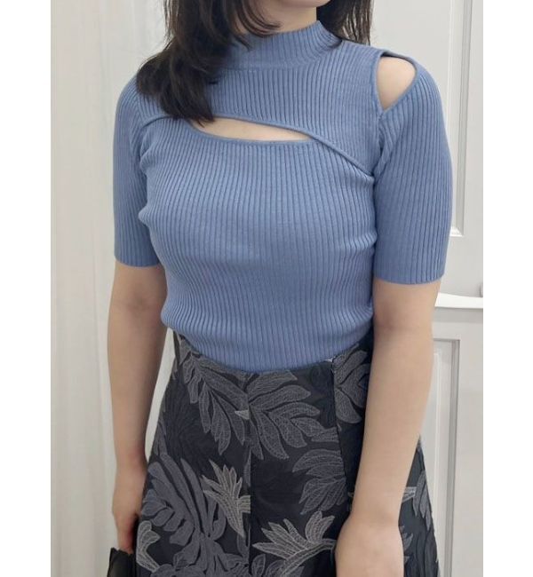 MERCURYDUO「2WAYカットアウトニット」|ニット・セーター|ブルー