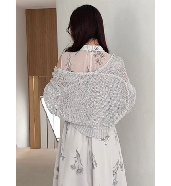 MERCURYDUO「透かし編みラメ混ボレロカーディガン」|カーディガン|