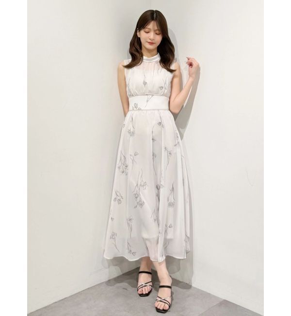 MERCURYDUO「花柄バックレースアップワンピース」|ワンピース|