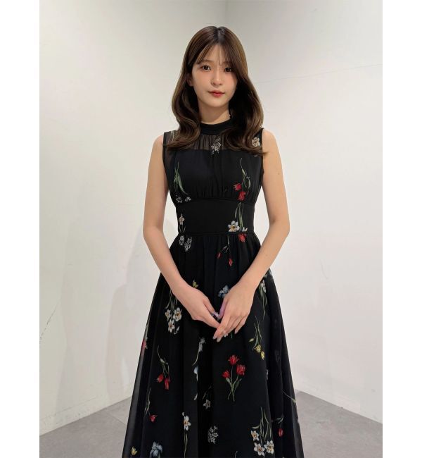 MERCURYDUO「花柄バックレースアップワンピース」|ワンピース|