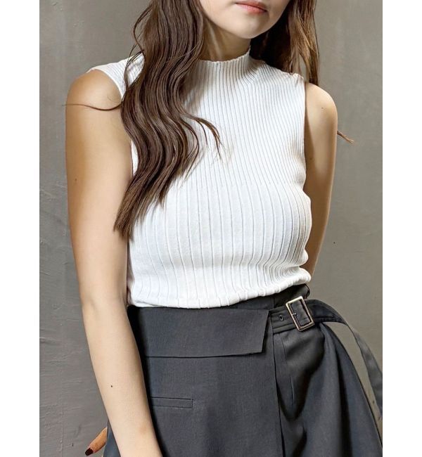 MURUA「リブデザインハイネックノースリーブニット」|ニット・セーター|ホワイト