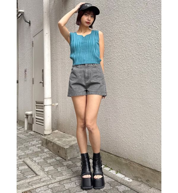 MURUA「スクエアキーネックリブニットタンク」|タンクトップ|