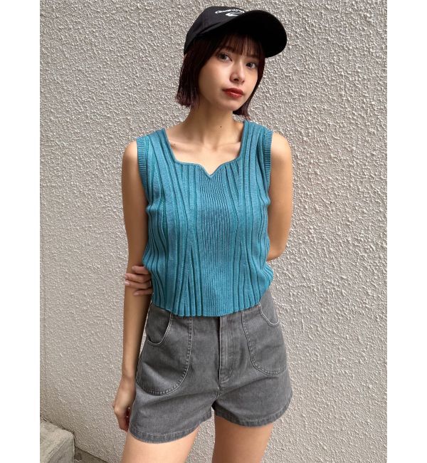 MURUA「スクエアキーネックリブニットタンク」|タンクトップ|