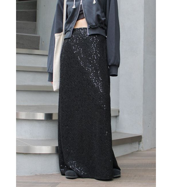 Ungrid「スパンコールラップスカート」|スカート|ブラック
