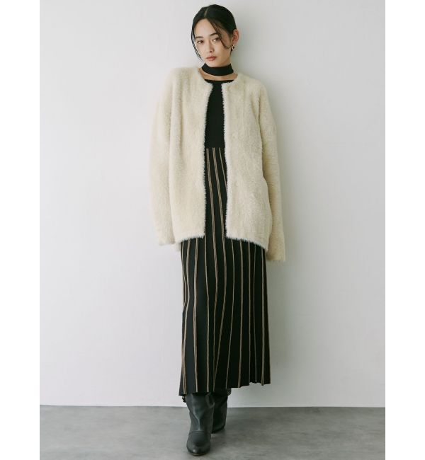 LAGUNAMOON「ミニシャギーセッケツニットカーディガン」|カーディガン|