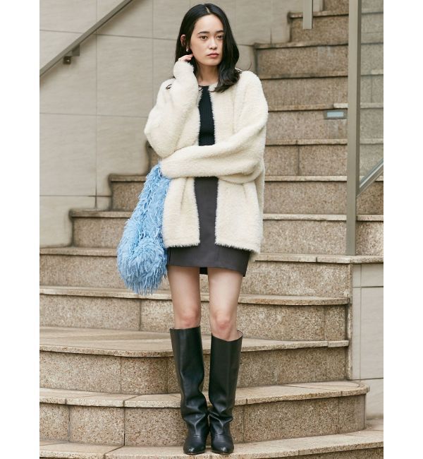 LAGUNAMOON「ミニシャギーセッケツニットカーディガン」|カーディガン|