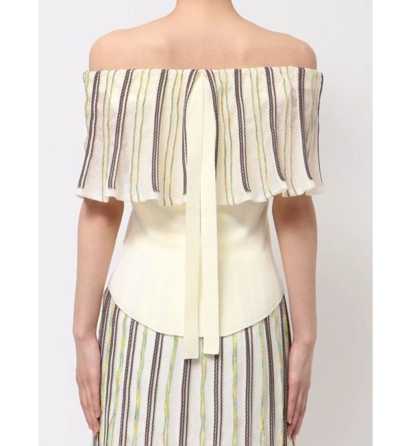 LAGUNAMOON「MIXストライプオフショルニットトップス」|ニット・セーター|