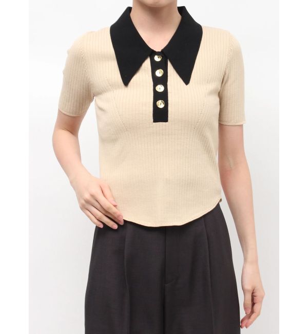 LAGUNAMOON「カラーネックラインニットプルオーバー」|ニット・セーター|