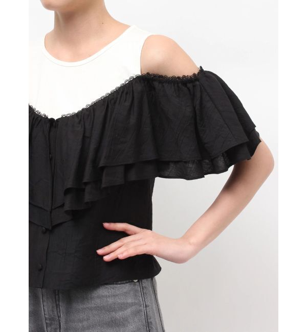 LAGUNAMOON「フレアデザインドッキングカットトップス」|Tシャツ・カットソー|