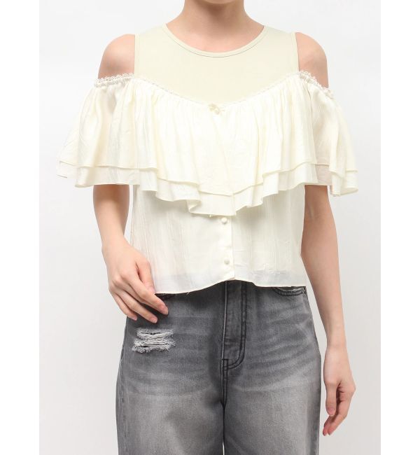 LAGUNAMOON「フレアデザインドッキングカットトップス」|Tシャツ・カットソー|