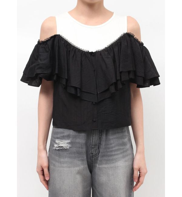 LAGUNAMOON「フレアデザインドッキングカットトップス」|Tシャツ・カットソー|