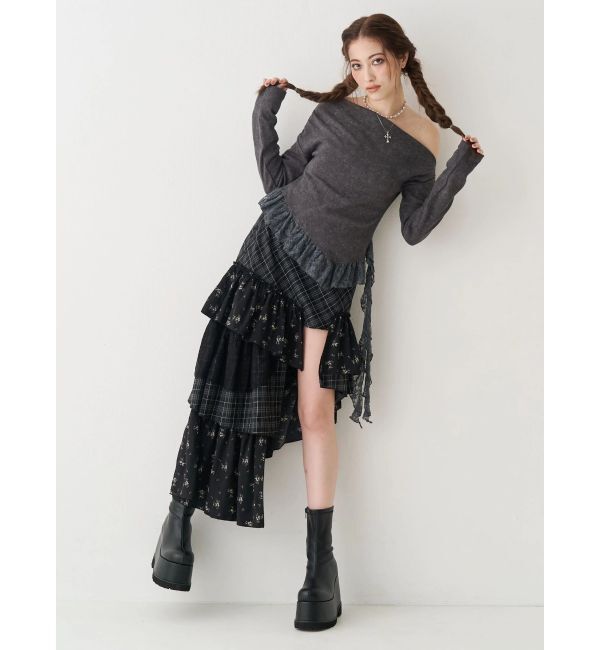 EVRIS「レースドッキングアシンメトリートップス」|Tシャツ・カットソー|