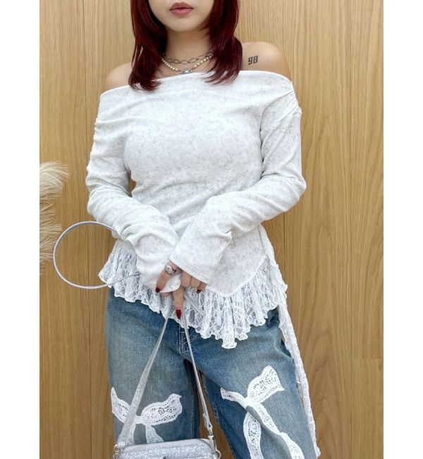 EVRIS「レースドッキングアシンメトリートップス」|Tシャツ・カットソー|