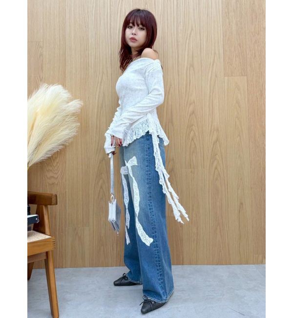 EVRIS「レースドッキングアシンメトリートップス」|Tシャツ・カットソー|