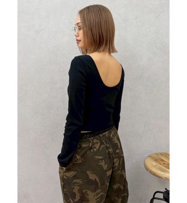 EVRIS「バックオープンショートリブトップス」|Tシャツ・カットソー|