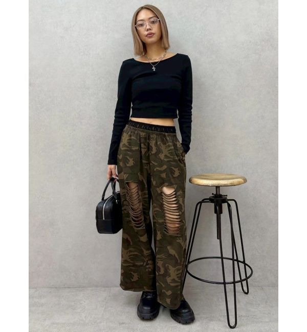 EVRIS「バックオープンショートリブトップス」|Tシャツ・カットソー|