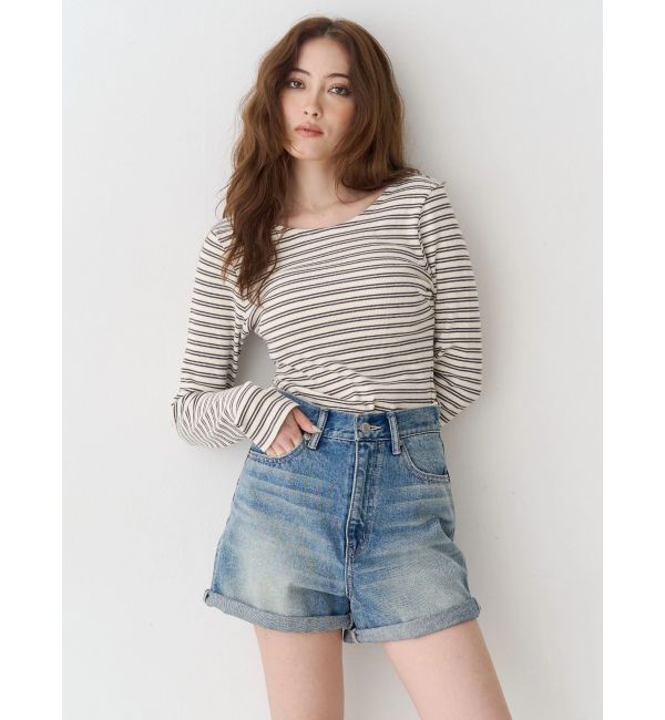 EVRIS「バックオープンショートリブトップス」|Tシャツ・カットソー|