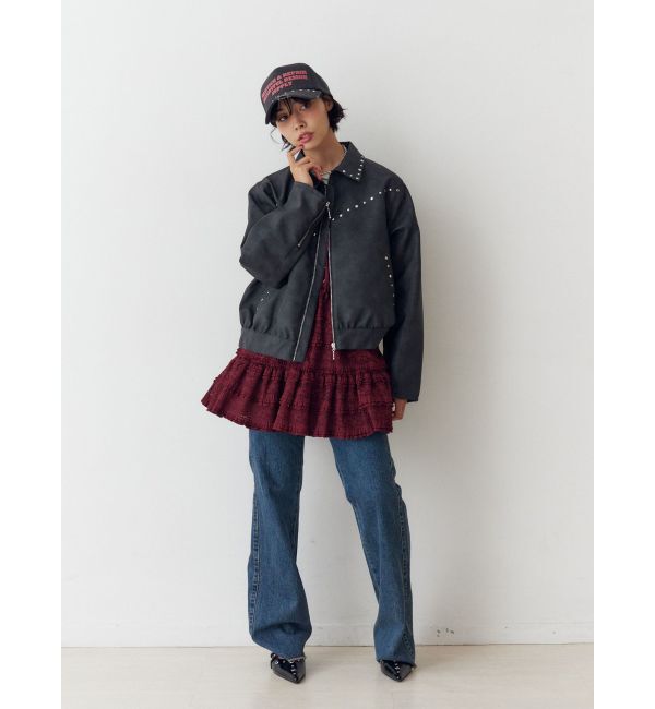 jouetie「フェイクレザースタッズブルゾン」|ブルゾン・スタジャン|
