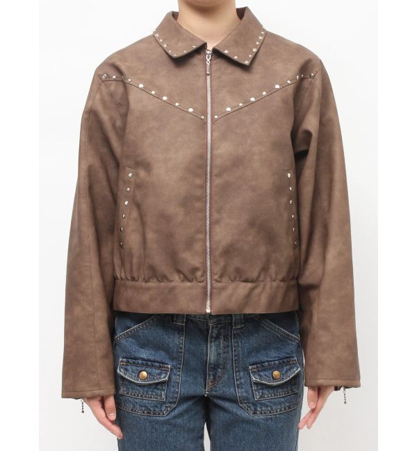 jouetie「フェイクレザースタッズブルゾン」|ブルゾン・スタジャン|