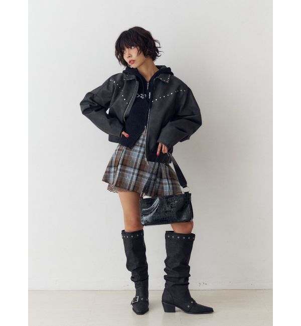 jouetie「フェイクレザースタッズブルゾン」|ブルゾン・スタジャン|