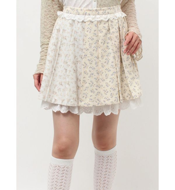 merry jenny「flowerアソートプリーツミニスカート」|スカート|