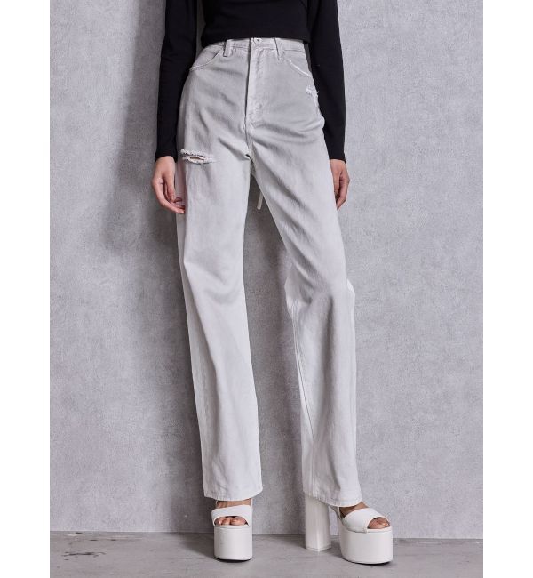 GYDA「ハイウエストBACK LACE UPストレートデニムパンツ」|デニム|