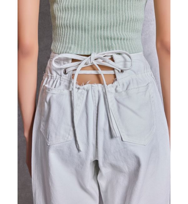 GYDA「ハイウエストBACK LACE UPストレートデニムパンツ」|デニム|