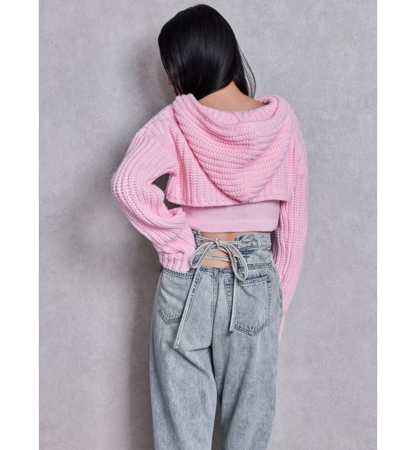 GYDA「ハイウエストBACK LACE UPストレートデニムパンツ」|デニム|