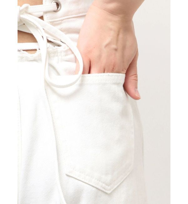 GYDA「ハイウエストBACK LACE UPストレートデニムパンツ」|デニム|