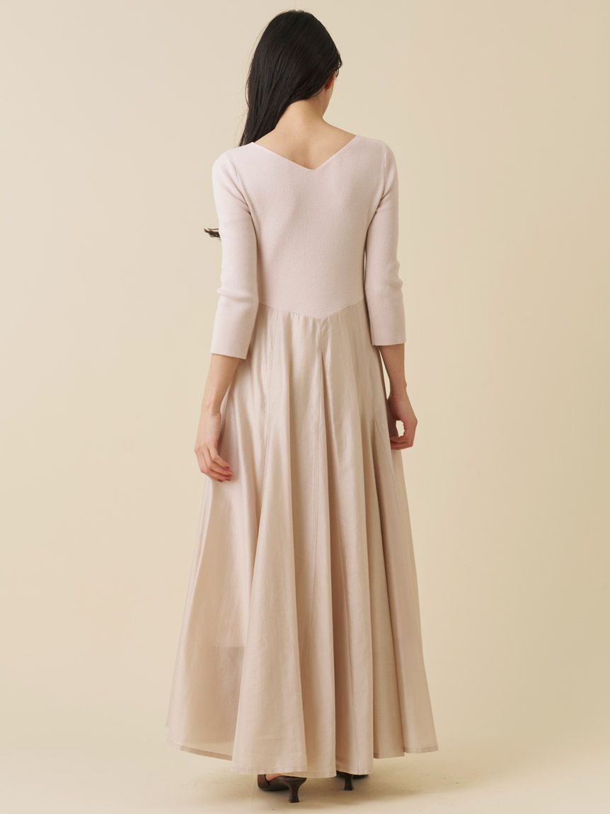 SNIDEL「ハートネックシアーフレアコンビワンピース」|ワンピース|