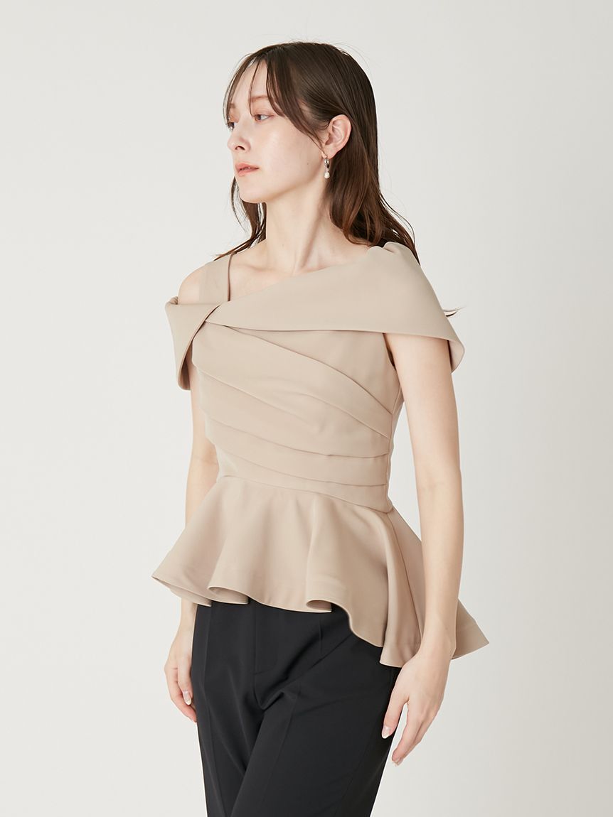 FRAY I.D「オフショルカラーアシメペプラムトップス」|Tシャツ・カットソー|