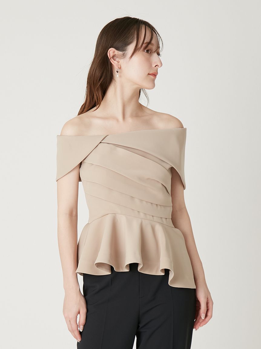 FRAY I.D「オフショルカラーアシメペプラムトップス」|Tシャツ・カットソー|