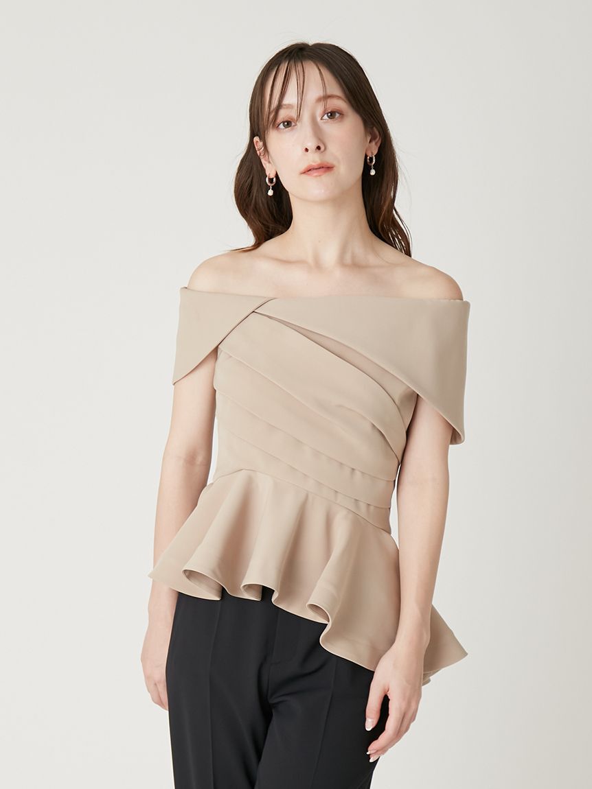 FRAY I.D「オフショルカラーアシメペプラムトップス」|Tシャツ・カットソー|