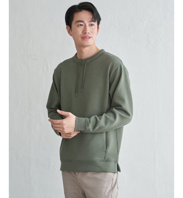 ikka「GOKU楽リップルダンボールルーイカラー」|パーカー|カーキ