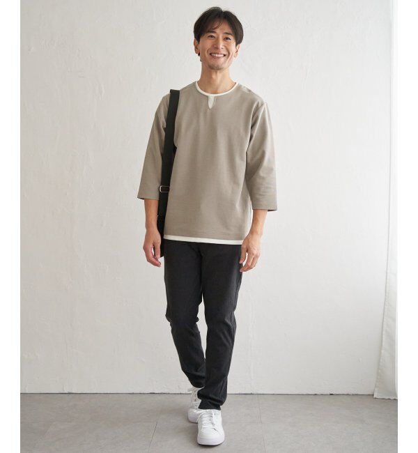 ikka「【抗菌防臭】GOKU楽冷感7分袖キーネック」|Tシャツ・カットソー|