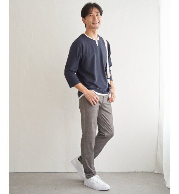 ikka「【抗菌防臭】GOKU楽冷感7分袖キーネック」|Tシャツ・カットソー|