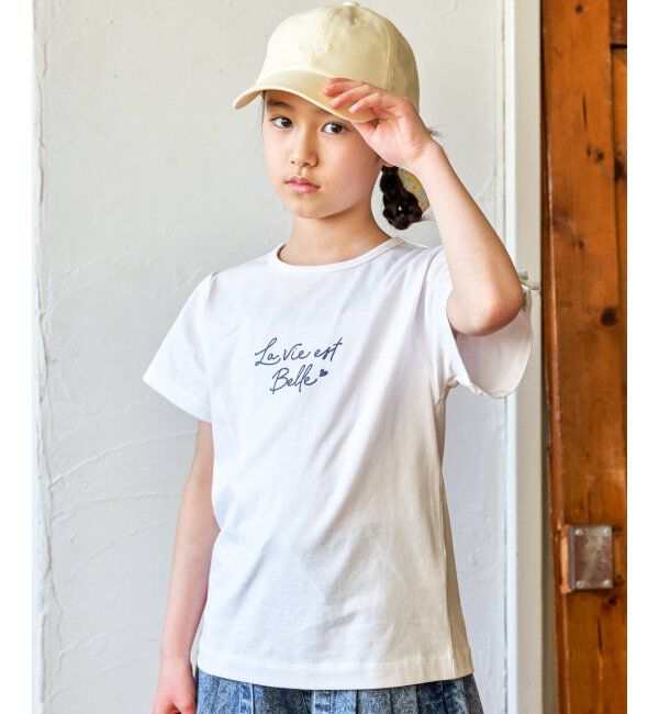 ikka kids「冷感肩ギンガム切り替えロゴT（120~160cm）」|Tシャツ・カットソー|