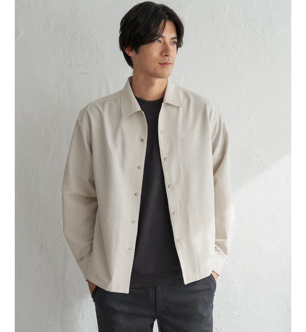 ikka「イージケアサッカースナップシャウター」|ブルゾン・スタジャン|ベージュ