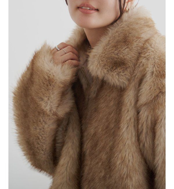 VENCE share style「シャギーファーショートコート」|ブルゾン・スタジャン|ベージュ