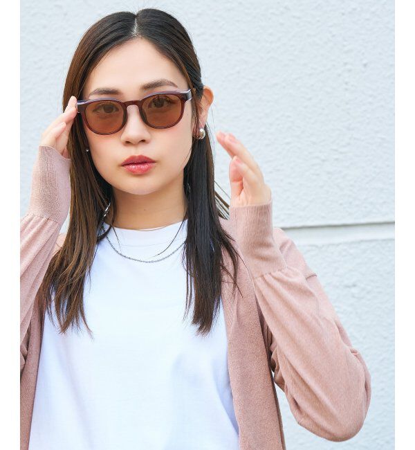  「ウェリントン型 花粉/飛沫対策 サングラス  (Zoff PROTECT 2WAY)  花粉メガネ メガネ 紫外線防止 UVカット」|サングラス|薄ブラウン1