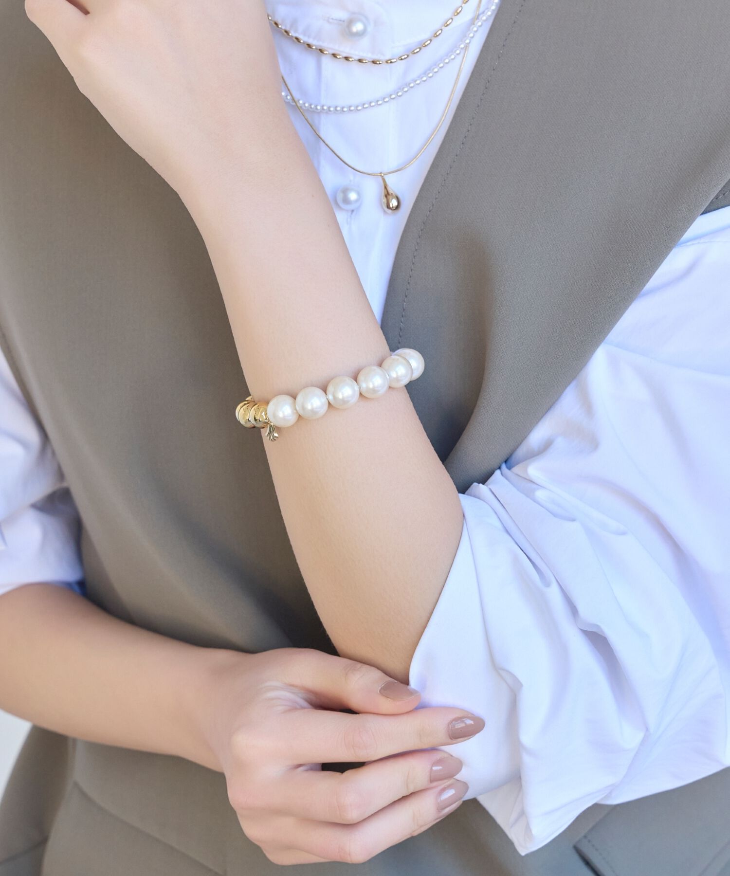 Phoebe「メタルボールゴムブレスレット　ゴールド」|ブレスレット・バングル|