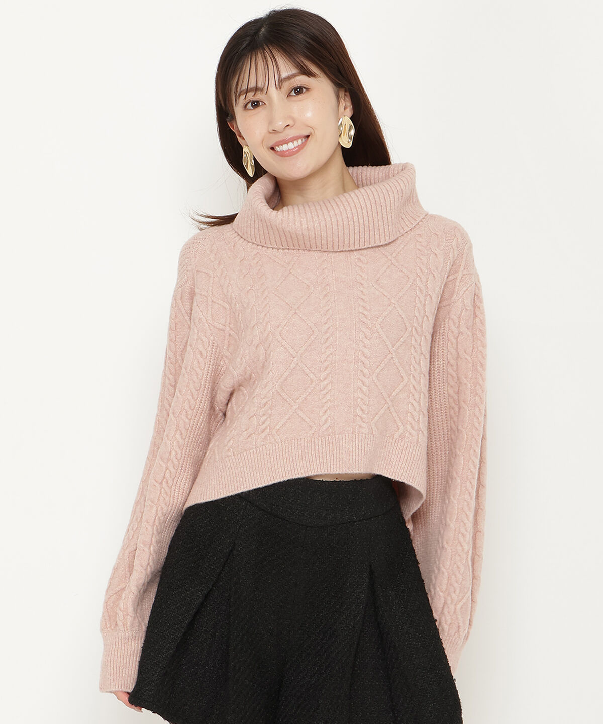 アンドクチュール「ミルドライクケーブルタートルネックプルオーバー」|ニット・セーター|