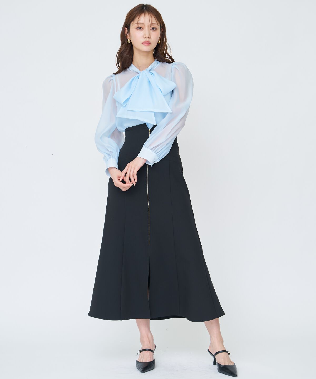 アンドクチュール「フロントZIPマーメイドスカート」|フレア|